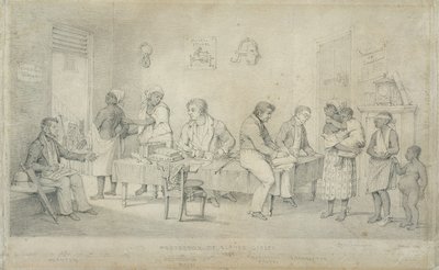 Protector do Escritório de Escravos, Trinidad, c.1833 (grafite sobre papel tecido) de Richard Bridgens