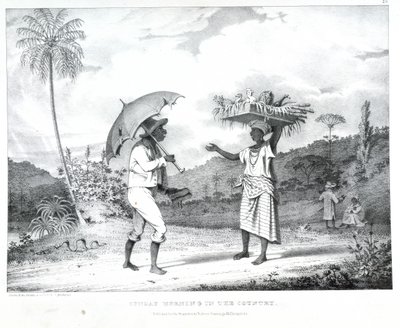 Domingo de manhã no país, ilustração do "cenário da Índia Ocidental de Richard Bridgens