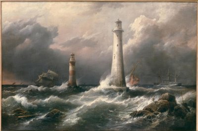 HMS Lord Warden fora dos faróis de Eddystone de Richard Brydges Beechey