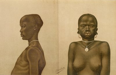 Waganda boy e Dinka girl, de &39;The History of Mankind&39;, Vol.III, do Prof. Friedrich Ratzel, 1898 de Richard Buchta