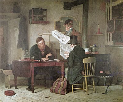À espera do palco (cor litho) de Richard Caton (after) Woodville