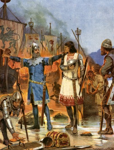 Fitzstephen queima os seus barcos de Richard Caton II (after) Woodville