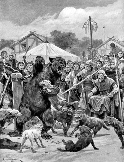 Isca de urso nos tempos saxões, c1920. de Richard Caton II Woodville