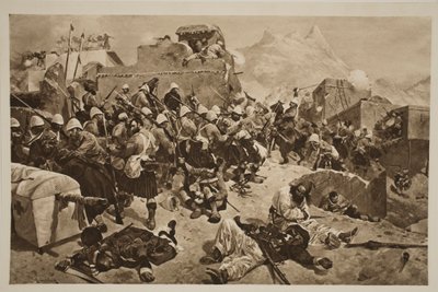 Candahar: The 92nd Highlanders e o 2º Gurkhas Storming Gaudi Mullah Sahibdad, de &39;The Illustrated London News&39;, 1901 de Richard Caton Woodville
