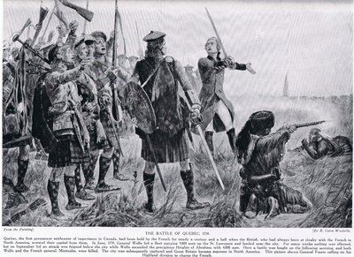 A Batalha de Quebec, 1759, ilustração da "História da Nação Britânica" de Hutchinson, c.1923 de Richard Caton Woodville