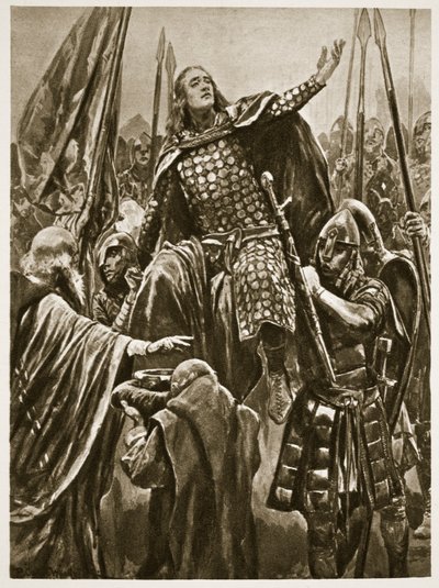 A Elevação de Edward, o Velho, em Sua Coroação, em Kingston-on-Thames, Whitsunday, de "The Illustrated London News", 1902 de Richard Caton Woodville