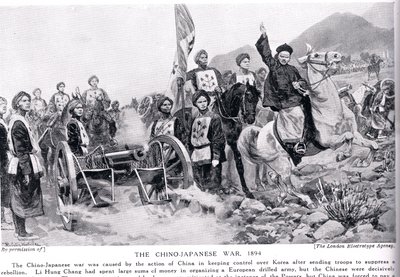 A Primeira Guerra Sino-Japonesa, ilustração da &39;Hutchinson&39;s History of the Nations&39;, c.1910 de Richard Caton Woodville