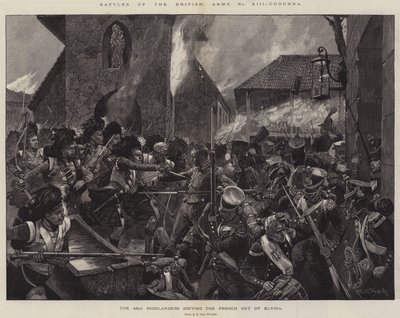 Batalhas do Exército Britânico, Corunha, os 42 Highlanders expulsando os franceses de Elvina de Richard Caton Woodville junior