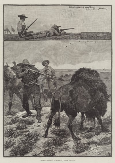 Caçadores de búfalos em Montana, América do Norte de Richard Caton Woodville junior