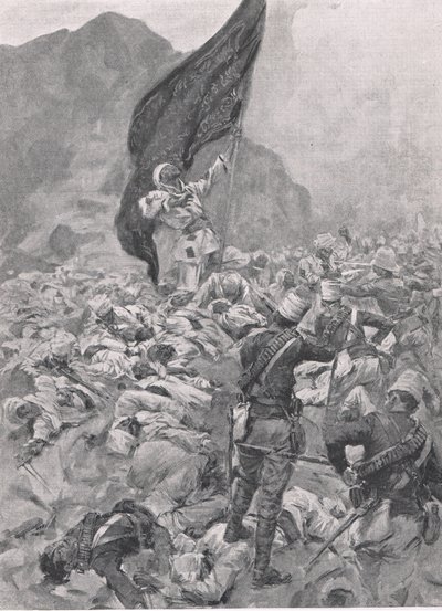 Omdurman: O último portador da Bandeira Negra, 2 de setembro de 1898, ilustração das Batalhas Britânicas na Terra e no Mar, 1915 de Richard Caton Woodville junior