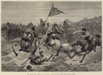 A Guerra Afegã, o Conflito da 1ª Cavalaria Punjaub e os 15º Hussardos com a Cavalaria Afegã de Richard Caton Woodville junior