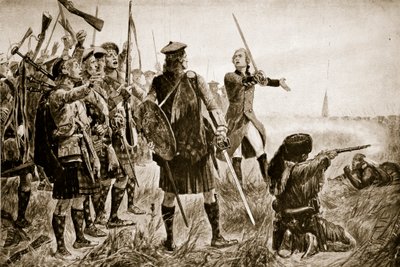 A Batalha de Quebec, 1759, ilustração da "História da Nação Britânica" de Hutchinson, c.1923 de Richard Caton Woodville junior