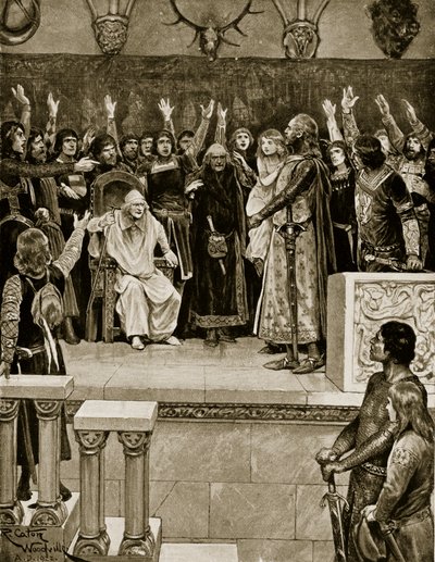 A Eleição da Duquesa Feminina, ilustração de "A História da Nação Britânica" de Hutchinson, c.1920 de Richard Caton Woodville junior