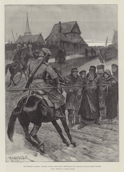 A fome na Rússia, Patrulha cossaca perto de Kazan impedindo os camponeses deixando sua aldeia de Richard Caton Woodville junior