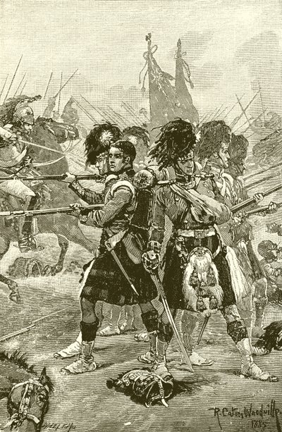 Os Quarenta e Segundo Highlanders em Quatre Bras de Richard Caton Woodville junior