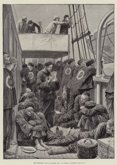 A guerra iminente na Ásia Oriental, a bordo de um navio-tropa chinês de Richard Caton Woodville junior