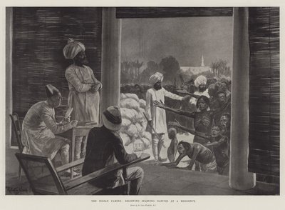 A fome indiana, aliviando os nativos famintos em uma residência de Richard Caton Woodville junior
