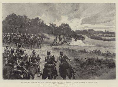 As manobras militares em Sussex, o terceiro Hussars capturando uma bateria de artilharia de cavalo em Burton Down de Richard Caton Woodville junior