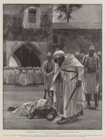 A repressão da ilegalidade em Marrocos, uma execução antes do sultão de Richard Caton Woodville junior