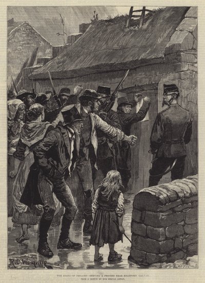 O estado da Irlanda, servindo um processo perto de Headford, Galway de Richard Caton Woodville junior