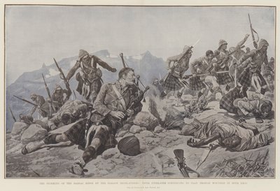 O ataque do Dargai Ridge pelos Gordon Highlanders, Piper Findlater continua a jogar embora ferido em ambas as pernas de Richard Caton Woodville junior