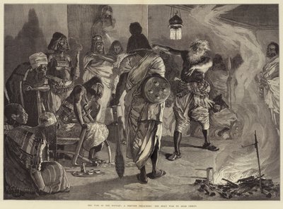 A guerra no Sudão, um dervixe pregando a guerra santa aos chefes árabes de Richard Caton Woodville junior