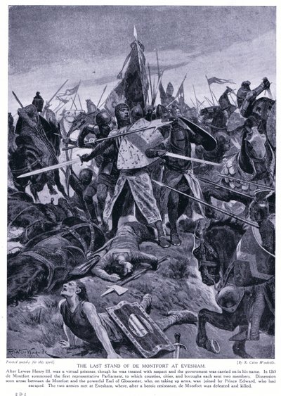 A última parada de Montford em Evesham AD1265, década de 1920 de Richard Caton Woodville junior