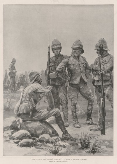 Tu usas o couro de leão! tire isso! Um, boer, em, britânico, uniforme de Richard Caton Woodville junior
