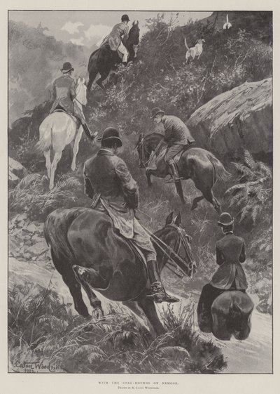Com os Stag-Hounds no Exmoor de Richard Caton Woodville junior