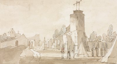 Mont St Jean, a aldeia da batalha de Waterloo, sul de Bruxelas, 1815 de Richard Colt Hoare