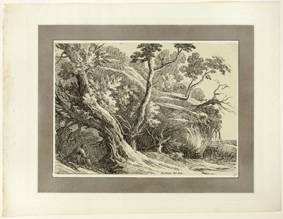 Paisagem com árvores grandes, da primeira edição de Specimens of Polyautography de Richard Cooper II