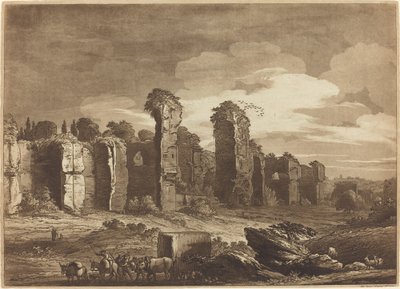 Vista das ruínas dos banhos de Caracalla, tiradas dos jardins dos jesuítas em Roma de Richard Cooper II