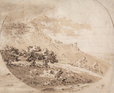 Paisagem Hilly Landscape Oval de Richard Cooper the Elder