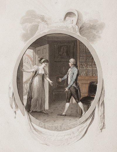 Miss Darnford traz ao Sr. B a notícia do nascimento de um filho, Lett. 18, ilustração para uma edição de 1802 de &39;Pamela; ou, virtude recompensada por Samuel Richardson, c.1802 (lápis e wc no papel) de Richard Corbould