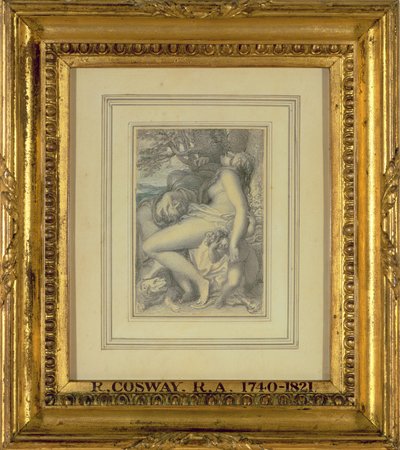 Marte repousando no colo de Vênus, c.1805-15 (wc sobre lápis sobre papel) de Richard Cosway