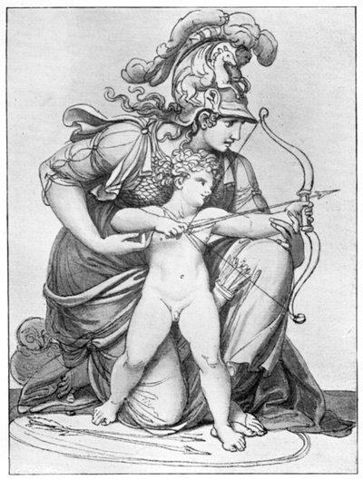 Minerva Dirigindo a Flecha do Cupido, final do século XVIII a princípios do século XIX 1912. de Richard Cosway