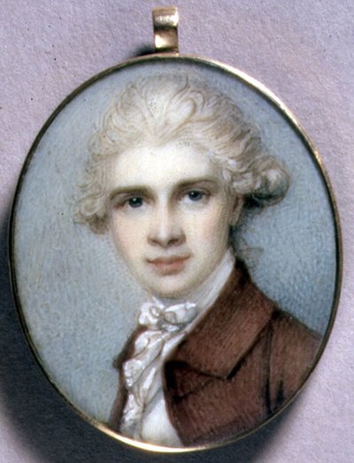 Retrato Miniatura de um Jovem com um Casaco Castanho de Richard Cosway