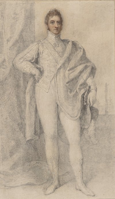 Retrato de George, 5º Duque de Marlborough, com Blenheim à distância, 1817-21. de Richard Cosway