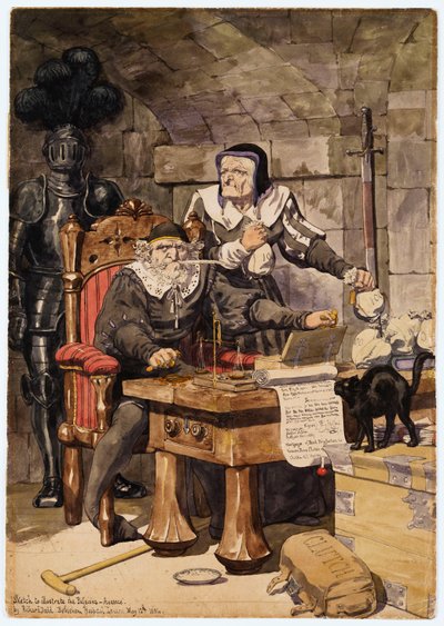 Esboço para ilustrar as paixões - avareza, 1854 de Richard Dadd