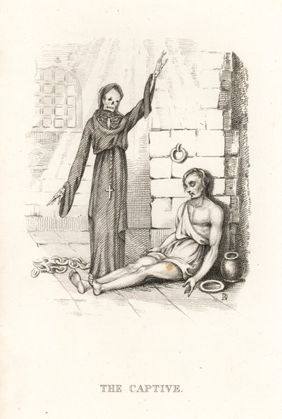 O esqueleto da Morte e o cativo. ,1827 (gravura) de Richard Dagley