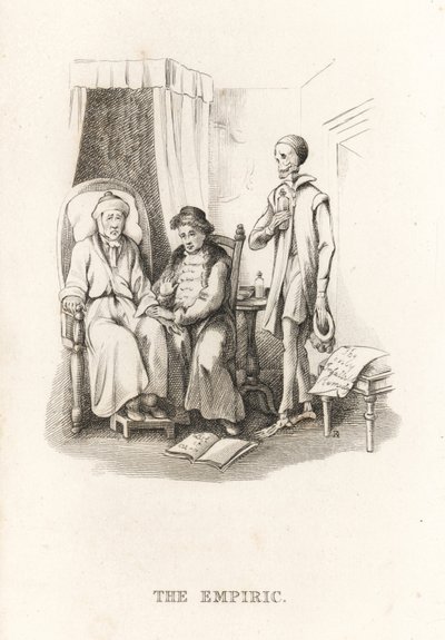 O esqueleto da Morte e o médico charlatão. ,1827 (gravura) de Richard Dagley