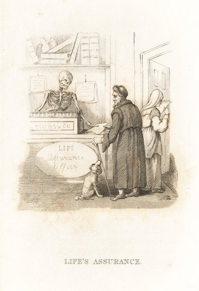 O esqueleto da Morte no gabinete de seguros. ,1827 (gravura) de Richard Dagley