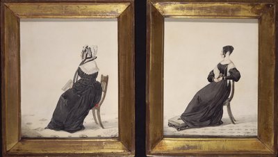 Dois retratos de viúvas, 1837 (wc e lápis sobre papel) de Richard Dighton