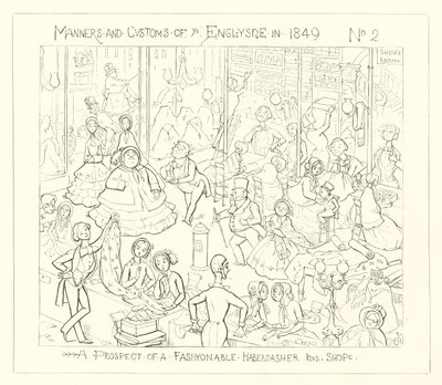 1849, uma perspectiva de uma loja de moda de rua de Richard Doyle
