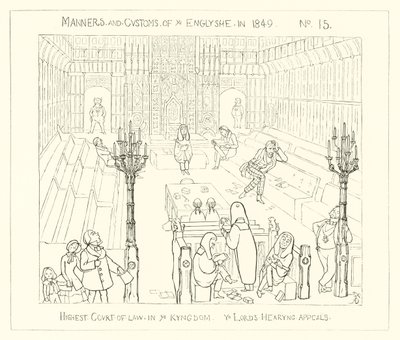 1849, o mais alto tribunal de direito do Reino, os Lordes ouvindo apelações de Richard Doyle