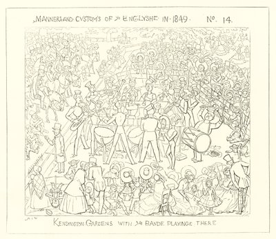1849, Kensington Gardens com a banda tocando de Richard Doyle