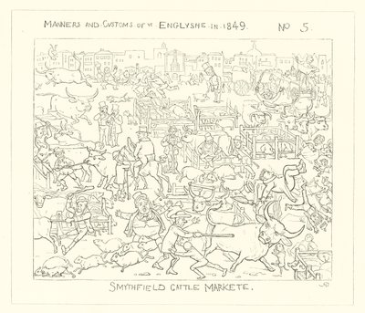 1849, mercado de gado de Smithfield de Richard Doyle