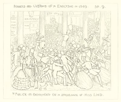 1849, o público em sua emoção na aparência da senhorita Lind de Richard Doyle