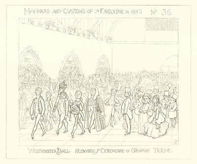 1849, Westminster Hall, a cerimônia do termo de abertura de Richard Doyle