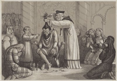 Tratamento Barberous de Henry I, por um Bispo normando (aquatint) de Richard Doyle